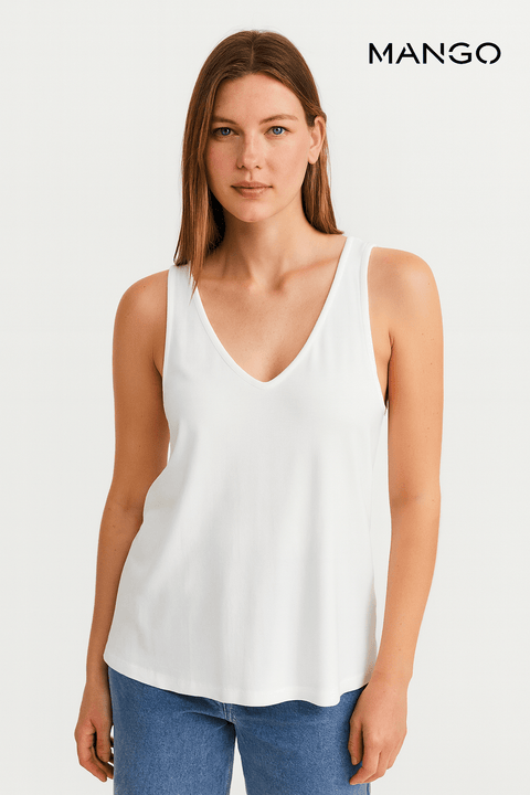 Mango Women's White Sleeveless Top | Mango in Lebanon
