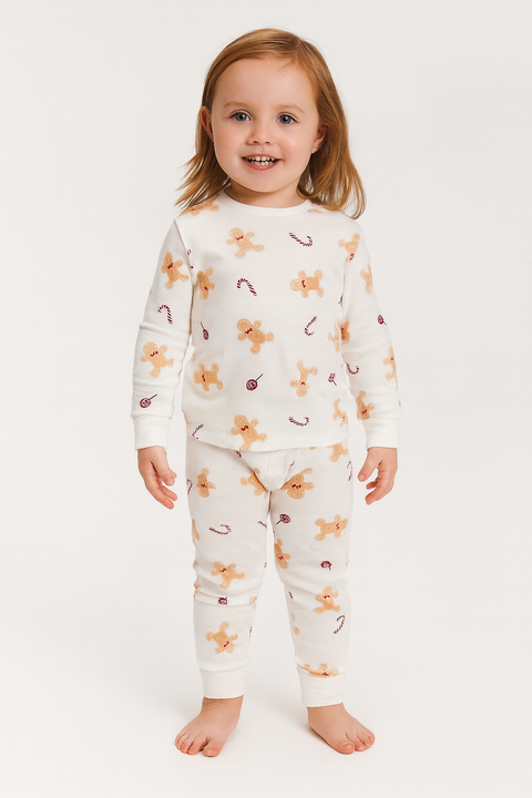 Reserved Girl's Off White Printed Christmas Pajamas Set| Reserved In Lebanon