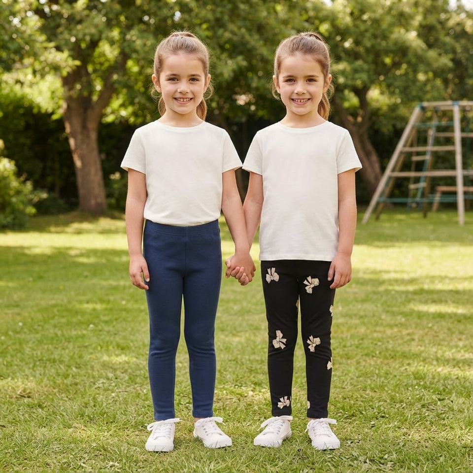 Sinsay Girl's Black & Navy Printed Pack Of 2 Leggings