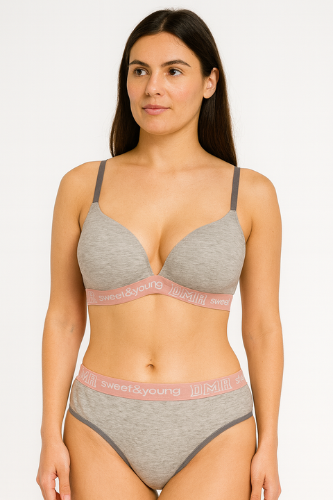 Demar Women's Light Grey Lingerie Set | Demar In Lebanon