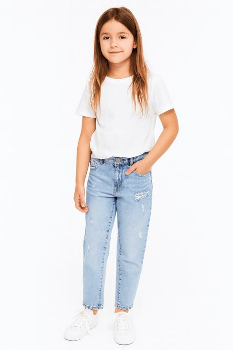 Reserved Girl's Light Blue Ripped Jeans | Reserved In Lebanon