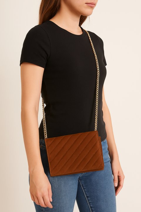 Forever 21 Women's Brown Gold Chain Crossbody Bag |Forever 21 in Lebanon