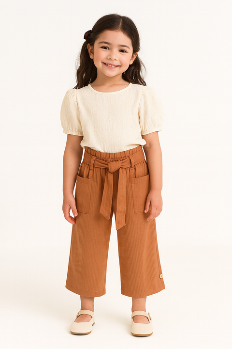 POMPdeLUX Girl's Dusty Rose Culotte Trouser | POMPdeLUX in Lebanon