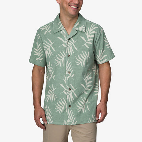 Reef Men's Mint Green Kenji Terry Knit Button Up Camp Shirt | Reef In Lebanon