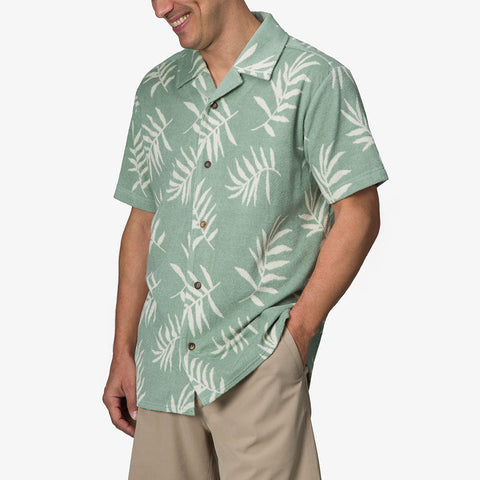 Reef Men's Mint Green Kenji Terry Knit Button Up Camp Shirt | Reef In Lebanon