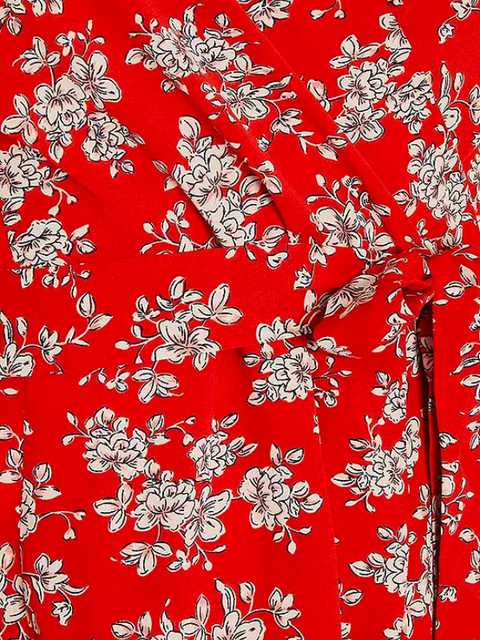 Quiz Women's Red Floral Wrap Dress UNHUA FE232(SHR)(AA75)