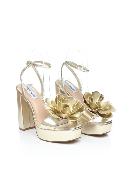 Steve Madden Women's Gold Synthetic Lessa-F Leather Heeled Sandal |Steve Madden In Lebanon