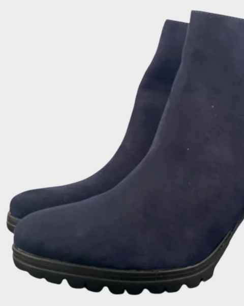 Graceland Women's Navy Blue Block Heel Ankle Boots 110782 (shr)