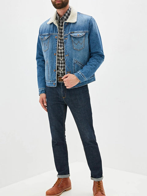 Wrangler Men's Blue 124MJ Sherpa Regular Fit Denim Jacket | Wrangler In Lebanon