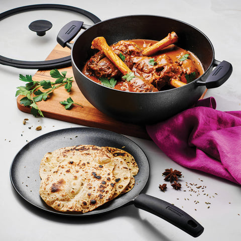 Tramontina 3 Piece Cast Iron 7 Quart Deep Kadai & Flat Tawa Cookware Set | Tramontina In Lebanon