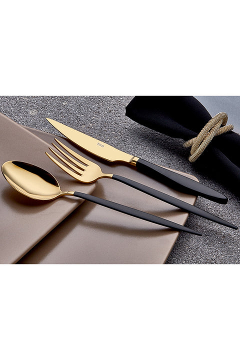 SD Home Gold And Black Pearl 18 Pieces Cutlery Set TR100 shr