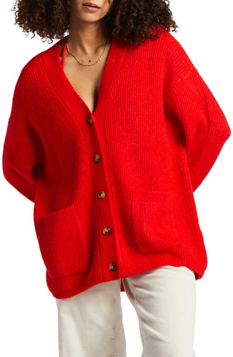 Billa Bong Women's Bright Red Knitted Cardigan | Billa Bong In Lebanon