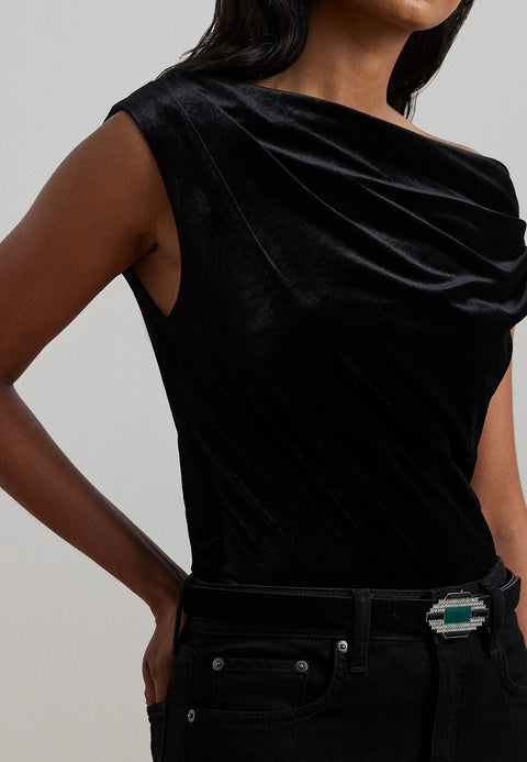 Lauren Ralph Lauren Women's Black Stretch Velvet Off-The Shoulder Blouse | Lauren Ralph Lauren In Lebanon