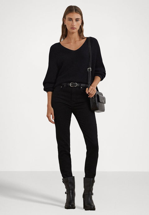 Lauren Ralph Lauren Women's Black Rib Knit Dolman Sleeve Sweater | Lauren Ralph Lauren In Lebanon