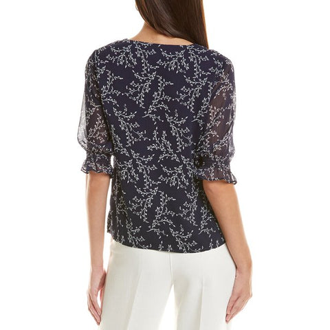 CeCe Women's Navy Smocked Cuff 3/4 Sleeve Blouse | CeCe In Lebanon