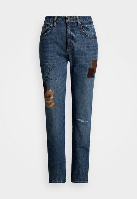 Lauren Ralph Lauren Women's Blue Plus Size Patchwork Boyfriend Tapered Ankle Jeans|Lauren Ralph Lauren In Lebanon