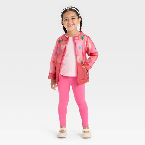 Cat & Jack Girl's Pink Heart Printed Clear Rain Jacket | Cat & Jack In Lebanon