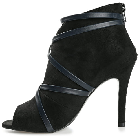 Journee Collection Women's Black Samara Back Zip Peep Toe Stiletto Heels | Journee Collection In Lebanon