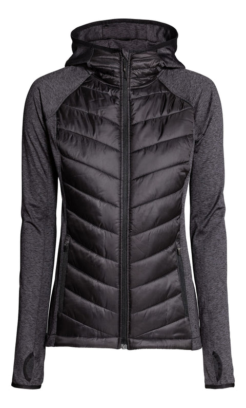 H & M Women's Black Athletic Hybrid Hooded Jacket |H & M In Lebanon