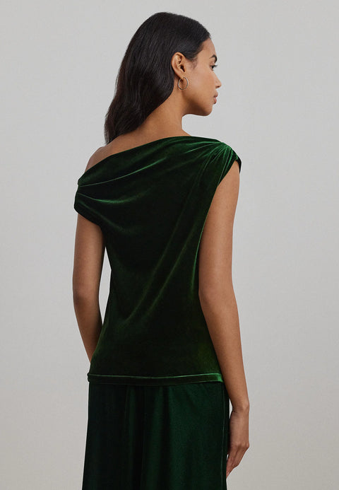 Lauren Ralph Lauren Women's Green Stretch Velvet Off The Shoulder Blouse  | Lauren Ralph Lauren In Lebanon