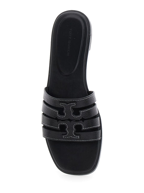 Tory Burch Women's Black Flat Slippers | Tory Burch In Lebanon