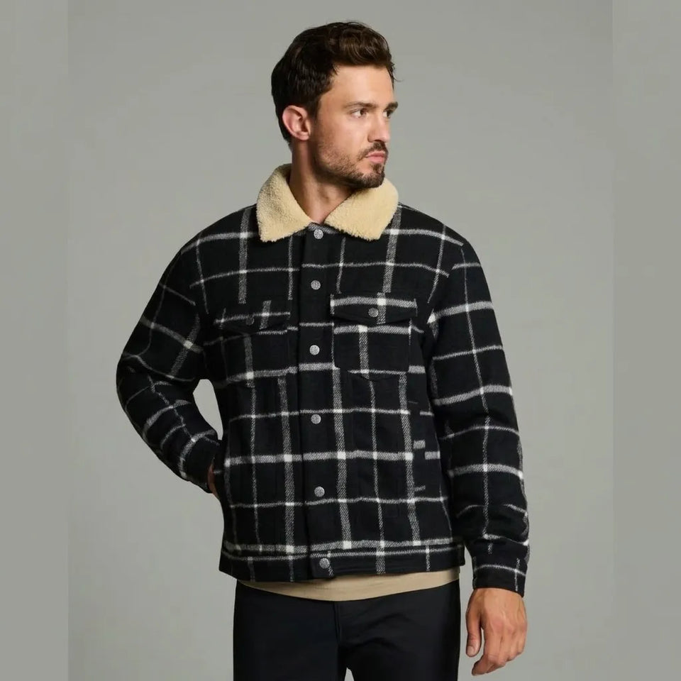 Sinsay Men's Black Cozy Fleeced Overshirt
