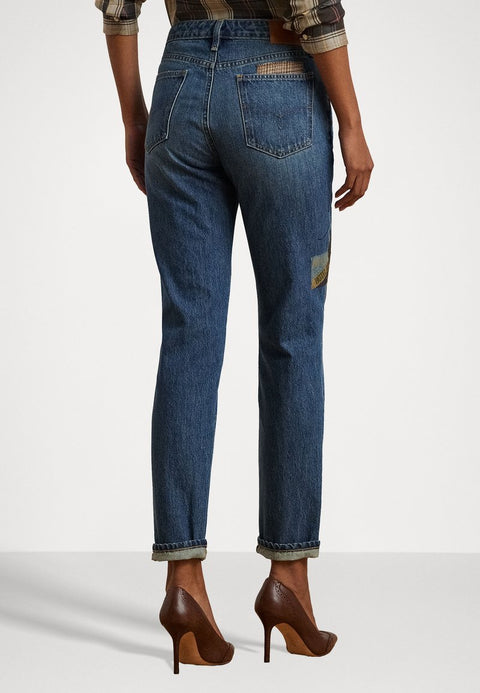 Lauren Ralph Lauren Women's Blue Plus Size Patchwork Boyfriend Tapered Ankle Jeans|Lauren Ralph Lauren In Lebanon