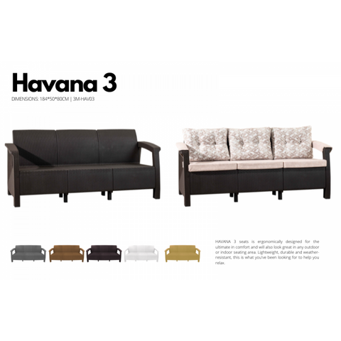 3MPlast Havana 3 Seat 184*50*80CM  3M-HAV03