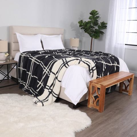 Life Comfort Black Reversible Sherpa Fleece Blanket |Life Comfort  In Lebanon