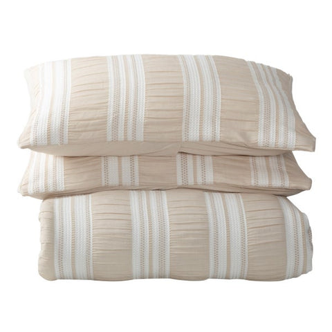 Berkshire Life Beige Waffle Striped Queen 3 pcs Comforter Set |Berkshire Collection In Lebanon
