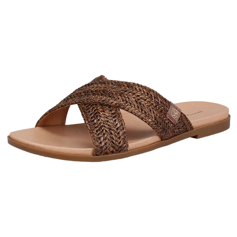 Draper James Women's Brown Alex Raffia Cross Strap Slipper | Draper James In Lebanon