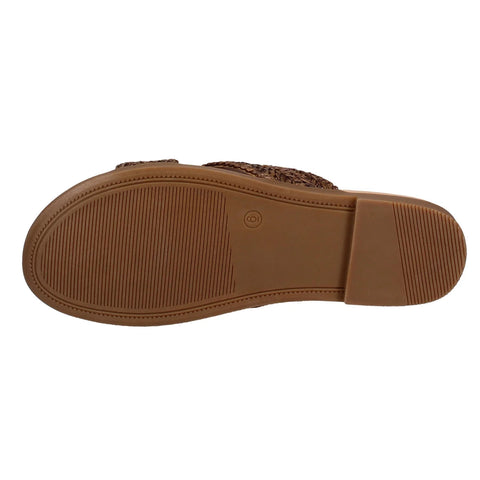 Draper James Women's Brown Alex Raffia Cross Strap Slipper | Draper James In Lebanon