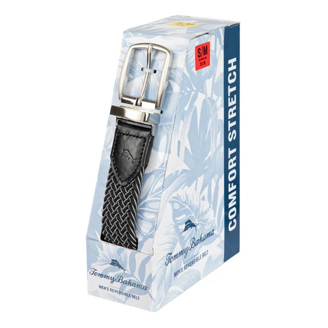 Tommy Bahama Men's Black Stretch Braided Reversible Leather Trim Belt |Tommy Bahama In Lebanon