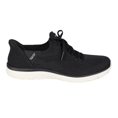 Black athletic shoe on a white background