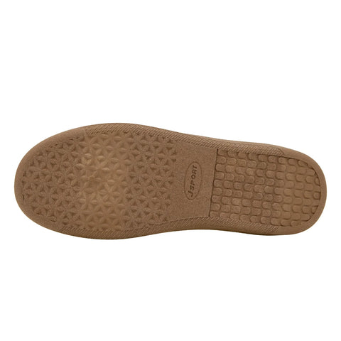 Brown shoe sole with brand logo on a white background