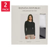 Banana Republic Women's Black & White Ribbed Crewneck Long Sleeve 2 Pack Blouse