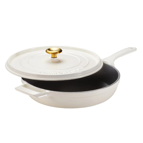 Tramontina White 12 Enameled Cast Iron Covered Skillet With Lid |Tramontina In Lebanon
