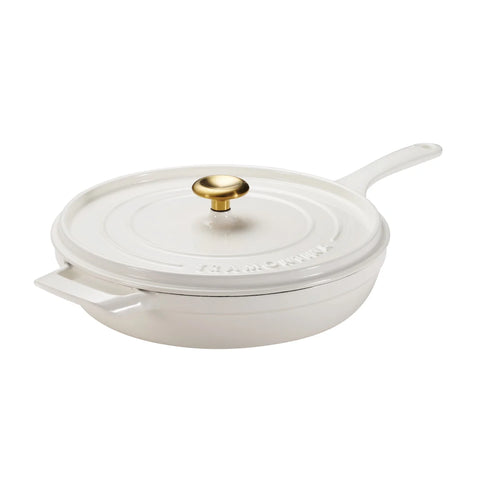 Tramontina White 12 Enameled Cast Iron Covered Skillet With Lid |Tramontina In Lebanon