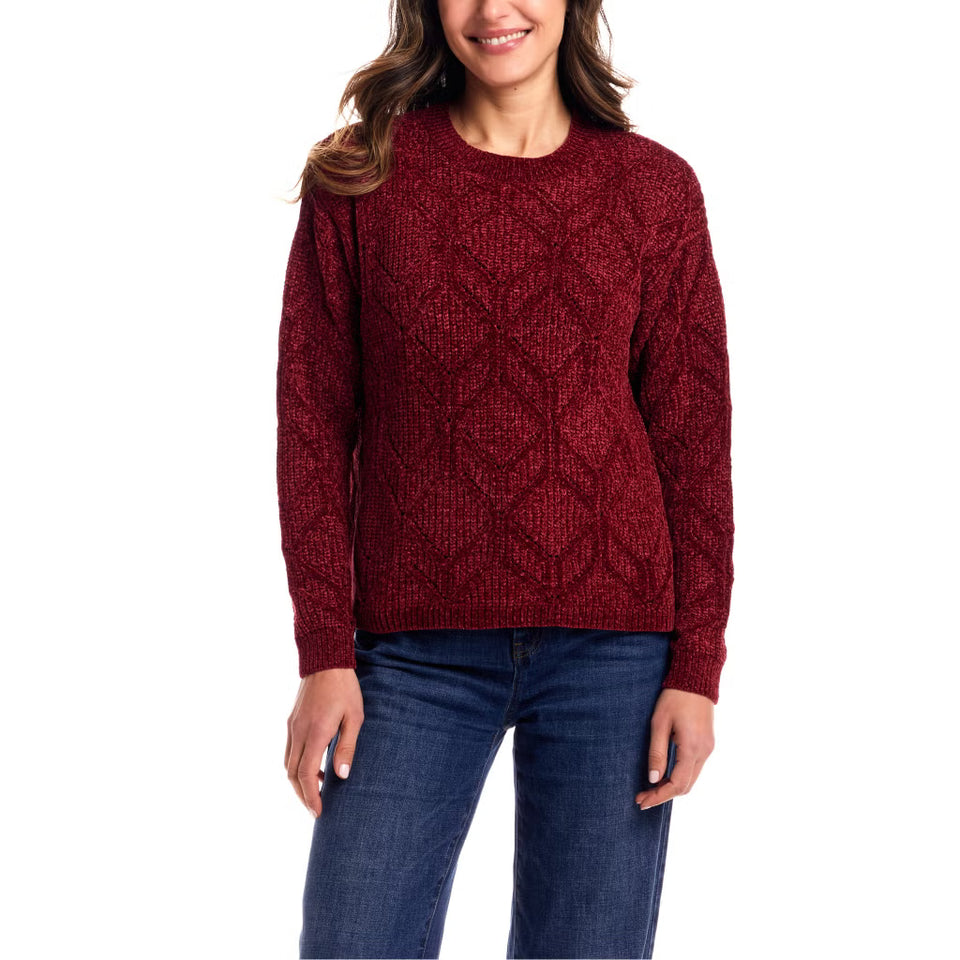 Weatherproof Vintage Women's Burgundy Chenille Crewneck Sweater