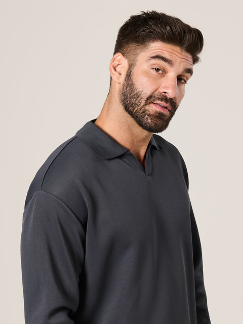 Sinsay Men's Gray Polo Collar Long Sleeve Sweatshirt|Sinsay In Lebanon