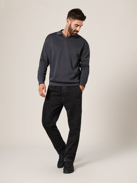 Sinsay Men's Gray Polo Collar Long Sleeve Sweatshirt|Sinsay In Lebanon