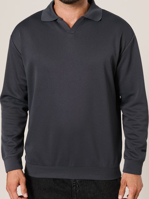 Sinsay Men's Gray Polo Collar Long Sleeve Sweatshirt|Sinsay In Lebanon