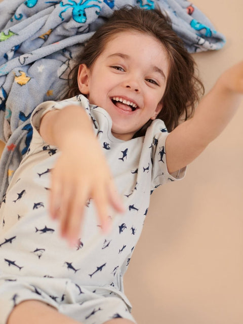Sinsay Boy's Light Blue Shark Printed Short & T-Shirt Pajama Set 2pcs | Sinsay In Lebanon