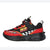 A children's black and red sneaker with a racing theme, featuring the number 92, checkered patterns, and 'Cars' branding on the strap and side.