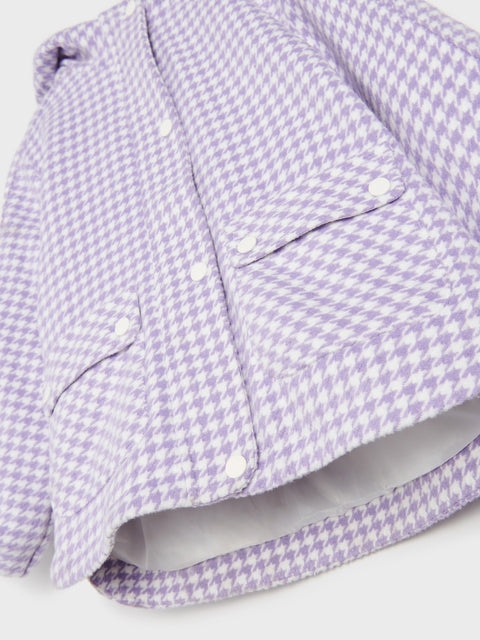 Sinsay Girl's White & Purple Houndstooth Pattern Hooded Coat | Sinsay In Lebanon