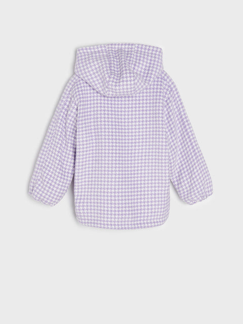 Sinsay Girl's White & Purple Houndstooth Pattern Hooded Coat | Sinsay In Lebanon