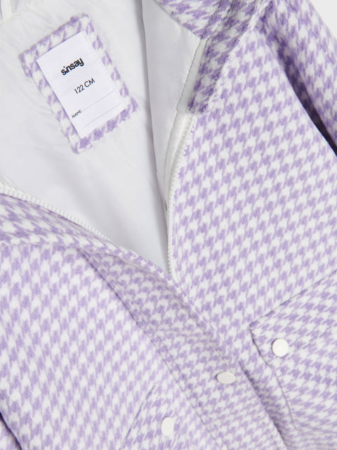 Sinsay Girl's White & Purple Houndstooth Pattern Hooded Coat | Sinsay In Lebanon