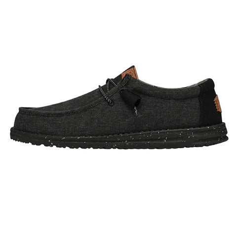 Hey Dude Men's Black Wally Washed Canvas Comfort Casual Shoes | Hey Dude In Lebanon