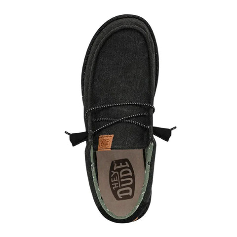 Hey Dude Men's Black Wally Washed Canvas Comfort Casual Shoes | Hey Dude In Lebanon