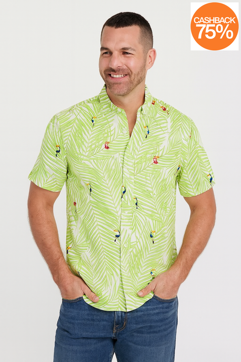 Club Room Men's Green Bird Palm Classic-Fit Tr Shirt's ABF3871